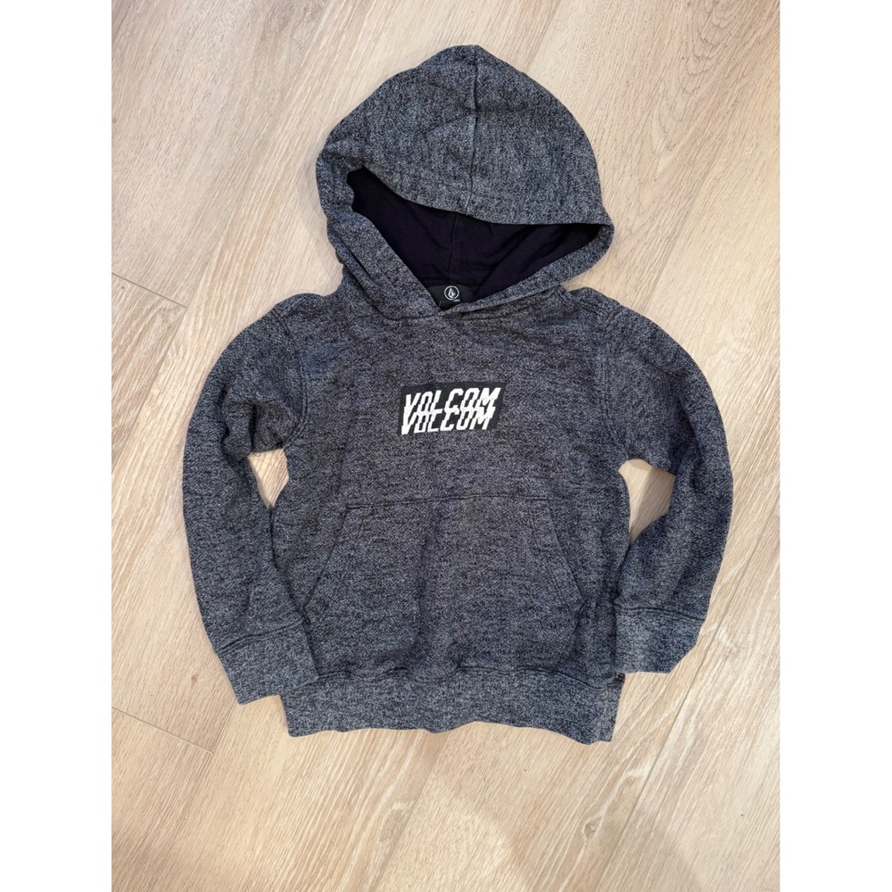 Volcom Boys Charcoal Grey Marl Pullover Hoodie Sweatshirt Logo Graphic 4T